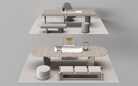 New Chinese Tea Table and Chair 3d model