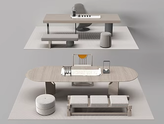 New Chinese Tea Table and Chair 3d model