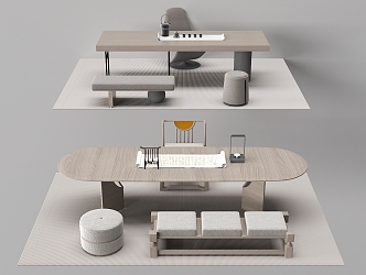 New Chinese Tea Table and Chair 3d model