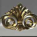 Golden Ornamental Carving with Curved Scrolls and Foliate Patterns for Decorative Design Elements 3d model