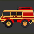 Yellow Functional Vehicle With Red Stripes And Roof Equipment