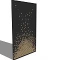 Modern Black Room Divider Featuring Golden Dot Pattern For Interior Design 3d model