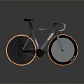 Sleek Modern Fixed Gear Bike With Aluminum Frame Black Seat And Orange Wheel Rims