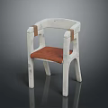 Modern white woven chair with orange padded seat and stylish armrest design