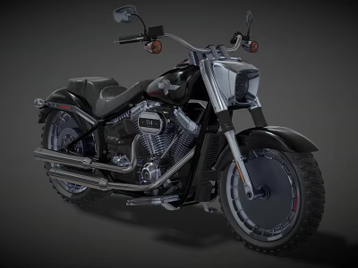 Black Cruiser Motorcycle With Classic Design Chrome Accents And Leather Seat 3d model