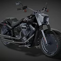 Black Cruiser Motorcycle With Classic Design Chrome Accents And Leather Seat