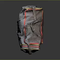 Brown Leather Duffel Bag With Red And Yellow Stripes And Zipper Closure Handles