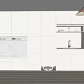 Home Balcony Interior Design With Modern Storage Cabinets Washing Machines Sink And Open Shelves
