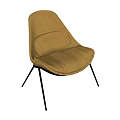 Beige Upholstered Leisure Chair With Modern Minimalist Design And Black Metal Legs For Living Room
