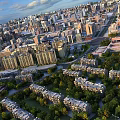 Aerial View of Modern Cityscape With High Rise Buildings and Urban Architecture