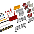 Various Roadside Facilities With Guardrails Traffic Cones Road Barriers And Speed Bumps