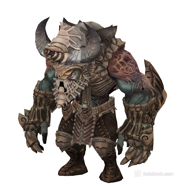Mythical Game And Movie Character With Horns Armor Scales And Muscular Design 3d model 