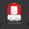 Red and White Model Train on Tracks with Detailed Carriages and Classic Design