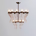 Elegant Modern Lighting Fixture Combination With Curved Glass And Metal Frame