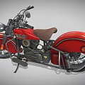 Vintage Red Motorcycle With Brown Seat Chrome Headlight And Classic Body Design