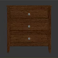 Wooden Nightstand With Three Drawers And Silver Knobs Brown Surface Simple Design 3d model