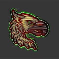 Gray Eagle Head With Feathered Texture On Dark Background And Reflection