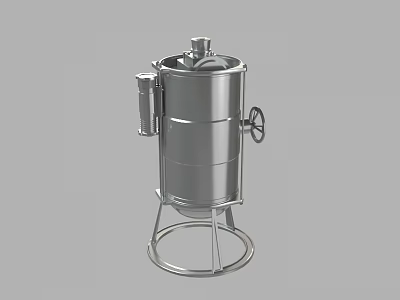 Industrial Stainless Steel Tank Equipment with Support Stand Lid and Side Handle 3d model