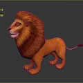 Vibrant Cartoon Lion Character And Wildlife Creature 3D Model With Orange Mane Standing Pose