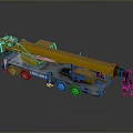 Yellow Heavy Duty Crane Truck With Long Boom And Multiple Wheels