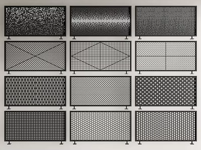 Various Stylish Metal Fencing Designs With Grid Patterns And Geometric Shapes 3d model