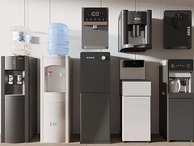Practical Household Electrical Appliances With Floor Standing Wall Mounted Water Dispensers In Black White Gray 3d model