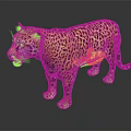 Realistic Jaguar Statue With Yellow Leopard Print Fur Standing On Dark Surface