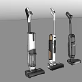 Three Modern Upright Vacuum Cleaners with White and Gray Design for Daily Use Appliances