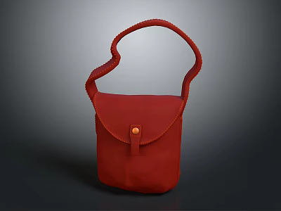 Stylish Red Handbag Featuring Curved Handle And Metal Clasp Simple Fashion Design 3d model
