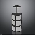 Modern Minimalist Cylindrical Pedestal With White Panels Black Bands And Circular Top