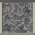 Textured Gray Stone Wall Design With Golden Frame For Modern Interior Decor
