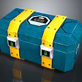 Practical Blue Storage Box With Yellow Straps Secure Locks Project Label For Daily Use