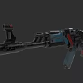 Sci Fi Tactical Rifle With Blue Red Black Color And Mounted Sight Design