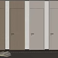 Multiple Elegant Modern Swing Doors With Light Wood Finish And Sleek Handles In Interior
