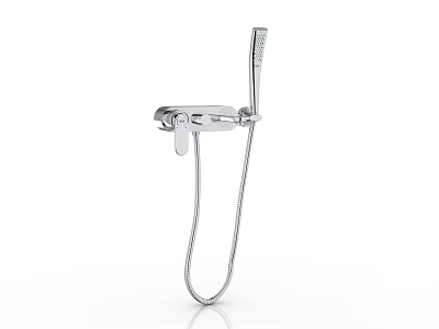 Modern Chrome Handheld Shower System With Flexible Hose And Wall Mount 3d model