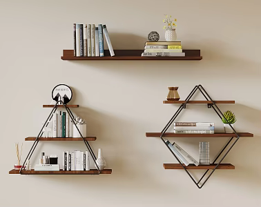Silent Wind Storage Rack Wall Decorative Shelf Bookshelf 3d model