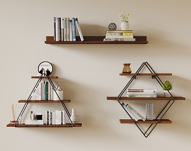 Silent Wind Storage Rack Wall Decorative Shelf Bookshelf 3d model