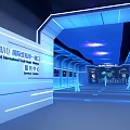 China Sichuan International Meat Industry Service Center Modern Interior with Blue Lighting and Figures