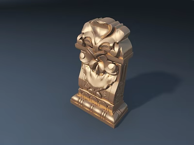 Elegant Golden Carved Classical Column Capital with Intricate Design Details 3d model