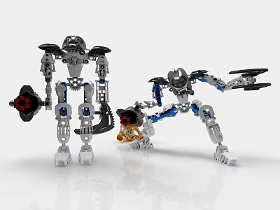 Smart Machines Lego Style Design Featuring Mechanical Arms Shield Propellers And Claws 3d model