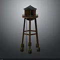 Wooden Water Tower Shaped Decorative Furniture With Roof And Support Legs