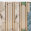 Elegant Modern Room Dividers With Marble Texture And Vertical Slat Frames