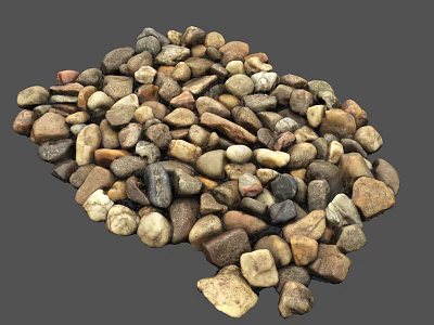 Natural Stones And Wooden Logs In Decorative Pile For Garden Design 3d model