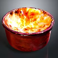 Artistic Red Bowl Shaped Sculpture With Flame Like Glazed Interior