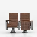 Two Modern Brown Leather Public Chairs With Metal Armrests And Stable Bases For Public Areas