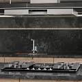 Modern Kitchen Interior Design With Wooden Cabinets Wall Mounted Units And Black Countertop