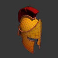 Classic Greek Style Helmet With Orange Body And Red Crest Fashion Accessory