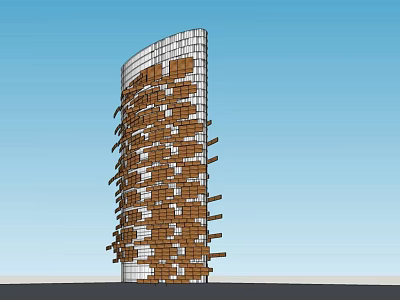Modern High Rise Office Building With Curved Structure And Unique Facade Design 3d model