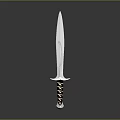 Shiny Blue Blade Sword With Spiral Hilt On Dark Background