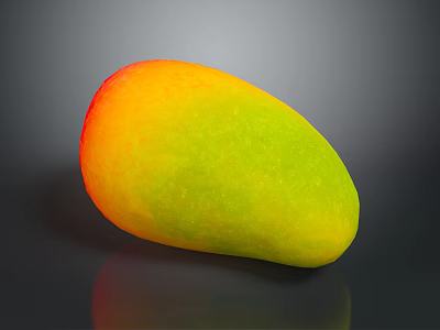 Fresh Ripe Mango With Vibrant Orange Yellow And Green Gradient On Dark Background 3d model